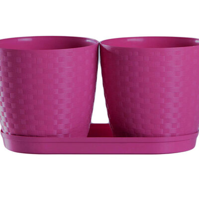 Saksije za cveće sa tacnom Inspira Mix and Play Roze