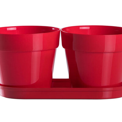 Saksije za cveće sa tacnom Frajle Mix and Play Crvena