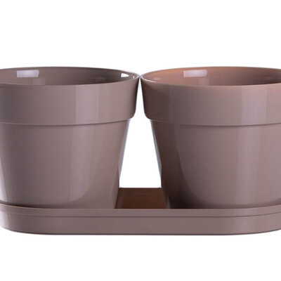 Saksije za cveće sa tacnom Frajle Mix and Play Bež