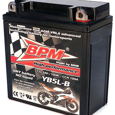 Akumulator za manje SUS motore BPM AGM VRLA YB5L-B 12V 5Ah
