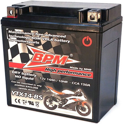 Akumulator za manje SUS motore BPM YTX14-BS 12V 14Ah