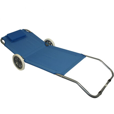 Mala sklopiva ležaljka sa točkovima u plavoj boji 146 x 53 cm