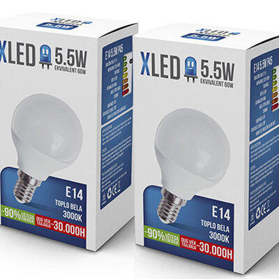 XLED Led Sijalica E14 5.5W Toplo bela 2 komada 022922