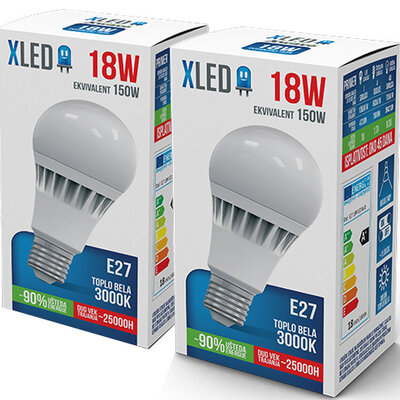 XLED Led Sijalica E27 18W Toplo bela 2 komada 023576