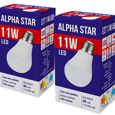 Alpha Star LED Sijalica E27 11W toplo bela 2 komada 023222