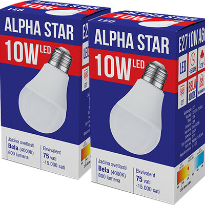 Alpha Star LED Sijalica E27 10W 4000K 2 komada 023566