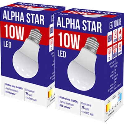 Alpha Star LED Sijalica E27 10W Hladno bela 2 komada 023996