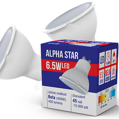 Alpha Star LED Sijalica GU10 6.5W 2 komada 023573