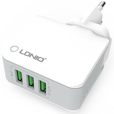 Brzi USB punjač sa 3 porta za baterije prenosnih uređaja Ldnio A3303