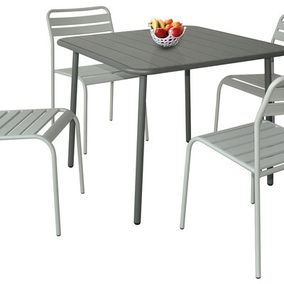 Baštenska Garnitura Od Metala Simz Grey - 4 Stolice i Sto