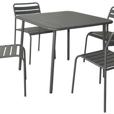 Baštenska Garnitura Od Metala Simz Dark Grey - 4 Stolice i Sto