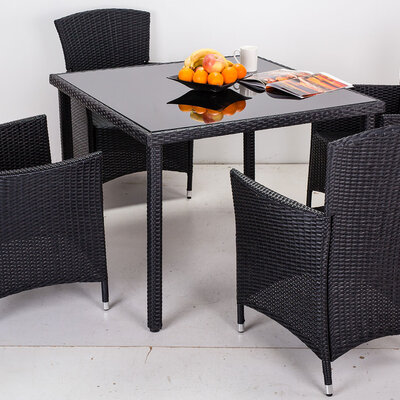 Garnitura Jonas - 4 Fotelje i Sto Sa Staklom - Wicker Ratan