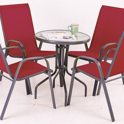 Garnitura Od Metala i Tekstilena - Acme Red - 4 Stolice i Sto