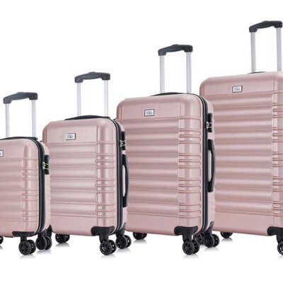 Komplet 4 ABS kofera Sanremo pink zlatna