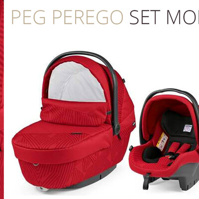 PEG PEREGO Set modular XL nosiljka-autosedište-torba za mamu Geo Red