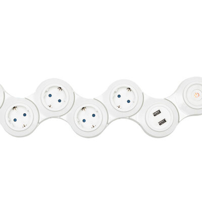 Zglobni produžni kabl sa 5 utičnica +USB 1.4m 3.5kW NVH05K/USB