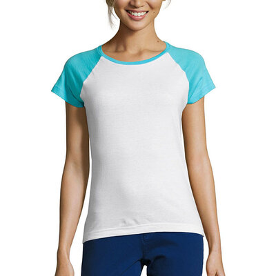 Sols Ženska majica sa kratkim rukavima Milky white/atoll blue veličina S 11195