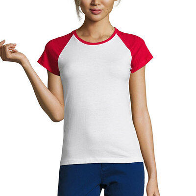 Sols Ženska majica sa kratkim rukavima Milky white/red veličina XL 11195