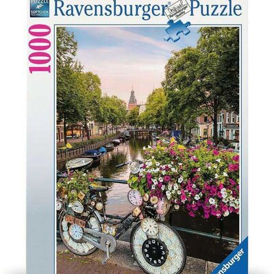 Puzzle 1000 delova Amsterdam - bicikl i cveće Ravensburger 12000780