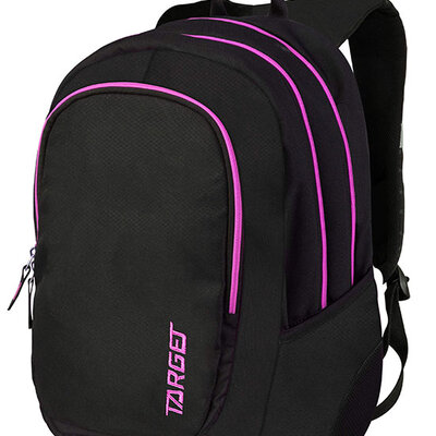 TARGET 3 ZIP - Ranac za školu BLACK Pampero Pink 26190