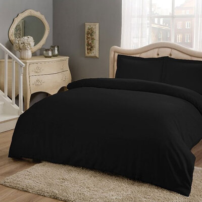 Satenska bračna posteljina Basic Black