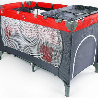 BBO Prenosivi krevetac 2 nivoa 8069V2 sivo-crveni