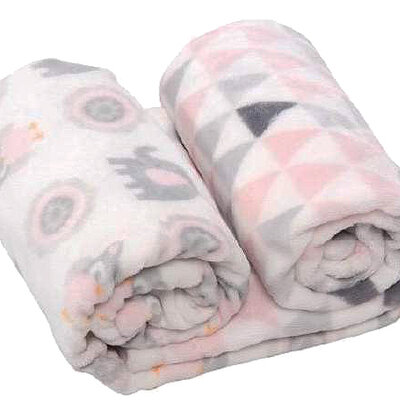 KIKKA BOO Ćebence za bebe GIFT SET CORAL FLEECE Pink Owls 31103020037