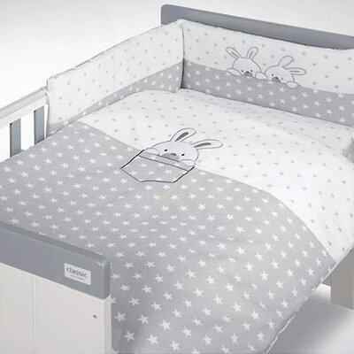 KLUPS Posteljina za bebe SET 2 dela LITTLE BUNNIES Grey C-2/H341