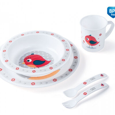 CANPOL Bebi set za hranjenje 4/401 BIRD crvena