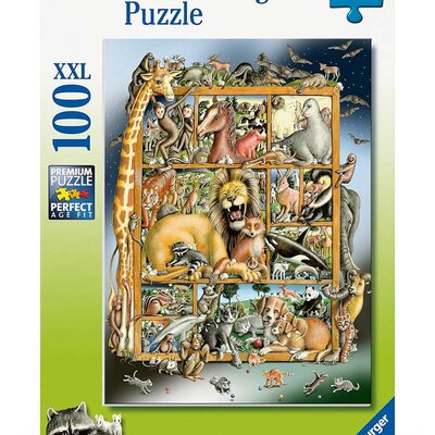 Puzzle slagalice za decu 100XXL delova Životinje na polici Ravensburger 12000862