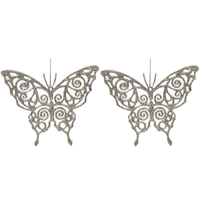 Ukrasi za jelku - leptirići u srebrnoj boji set 2 komada