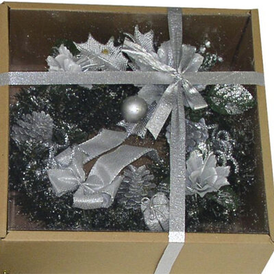 Ukras za vrata - božićni venac 30 cm srebrni