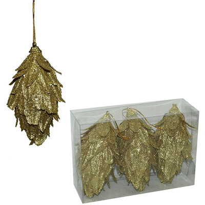 Ukrasi za jelku - šišarke 10 cm 3 komada - zlatne
