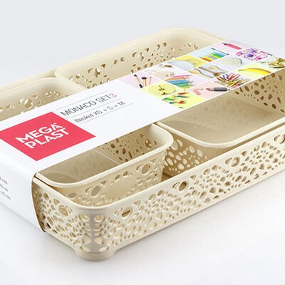 Korpe za kuhinju i kupatilo - Monako set XS,S,M bež