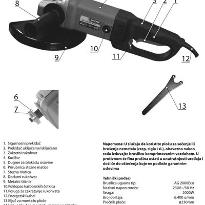 Brusilica ugaona AG2000 Eco 120400090