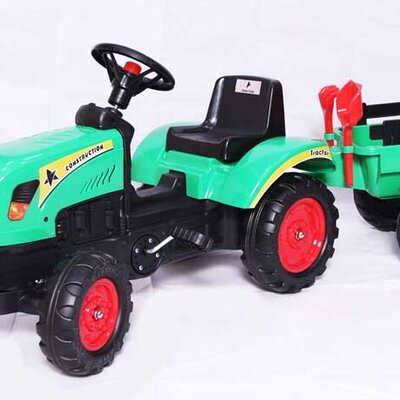 Dečiji Traktor sa prikolicom na pedale 01 Zeleni Go 1005