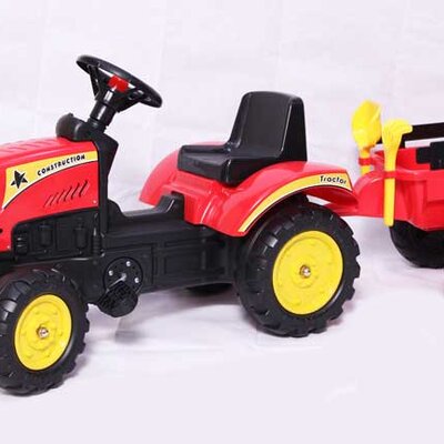 Dečiji Traktor sa prikolicom na pedale 01 Crveni Go 1005