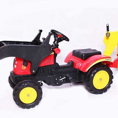 Dečiji Traktor sa prikolicom na pedale 09 Crveni Go 1005