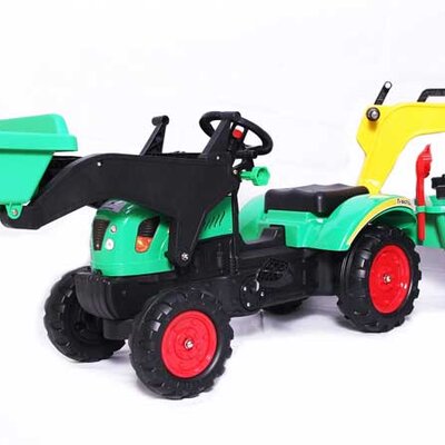 Dečiji Traktor sa prikolicom na pedale 09 Zeleni Go 1005