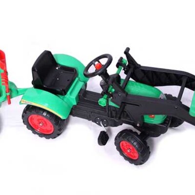 Dečiji Traktor sa prikolicom na pedale 05 Zeleni Go 1005