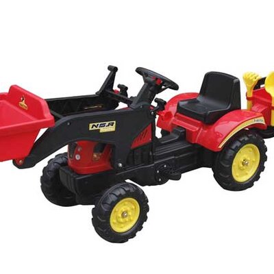 Dečiji Traktor sa prikolicom na pedale 05 Crveni Go 1005