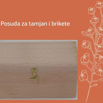 Posuda za tamjan i brikete od drveta bukve sa dve pregrade