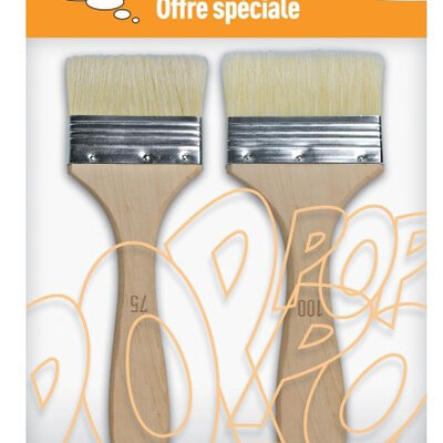 PEBEO Brushes Pop Art - White Bristles - Set širokih četkica flah - boja drveta 2kom. 670231