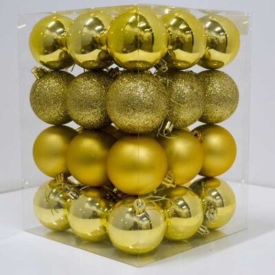 Novogodišnji ukrasi za jelku Kugle Gold 36 kom. 19002