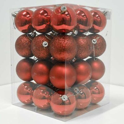 Novogodišnji ukrasi za jelku Kugle Red 36 kom. 19001