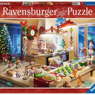 Puzzle 1000 delova Vragolije u božićnoj kuhinji Ravensburger 17563