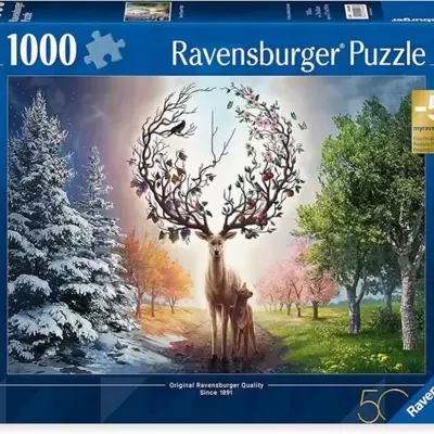 Puzzle slagalica 1000 delova Jelen Zima i leto Ravensburger 12001088