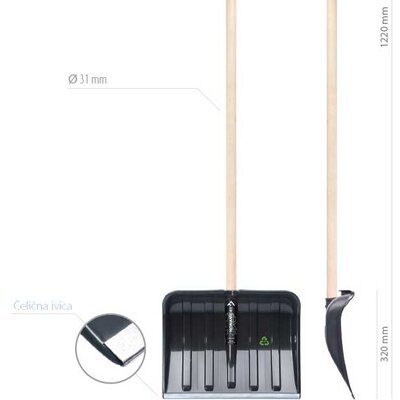 Lopata za sneg sa drškom i čeličnom ivicom Prosperplast Eco 41