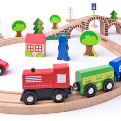 Drvena pruga Osmica sa vozićem 40 delova Woodyland 93061