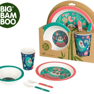 BigBamBoo Dečiji set za jelo Panda i ptičica